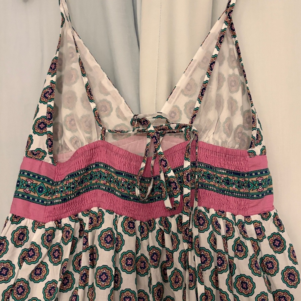J. Crew White Maxi Dress with Pink and Green Trim - Picture 7 of 8